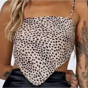 NWT Princess Polly Beige Luka Top Leopard Print Bandana Scarf Cami Size US 4